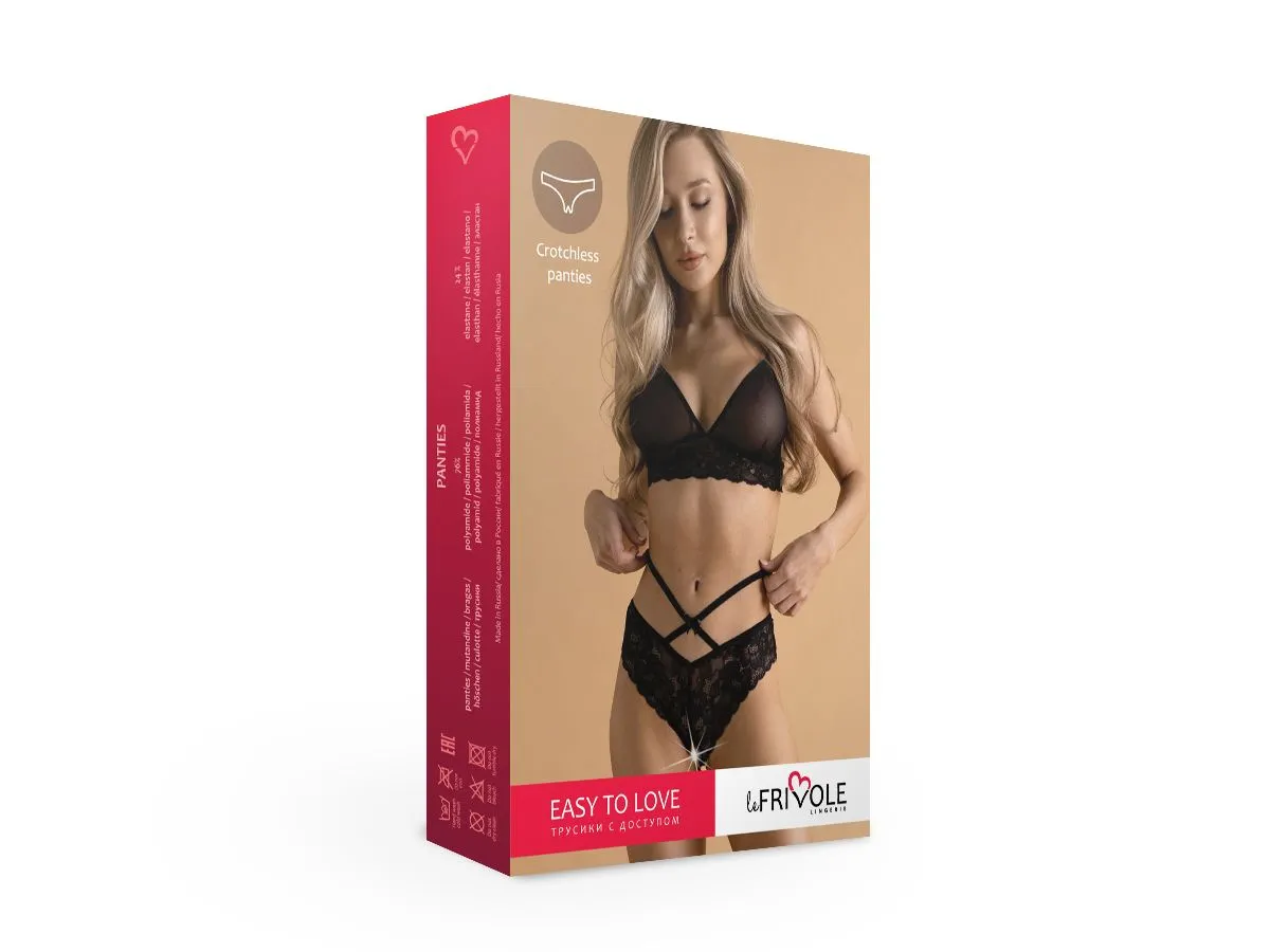 Эротическое романтичные кружевные трусики с доступом и стрепами easy to love в Краснодаре