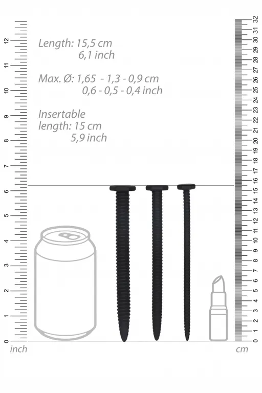 набор из трех стимуляторов уретры (струн) silicone screw plug set в Краснодаре