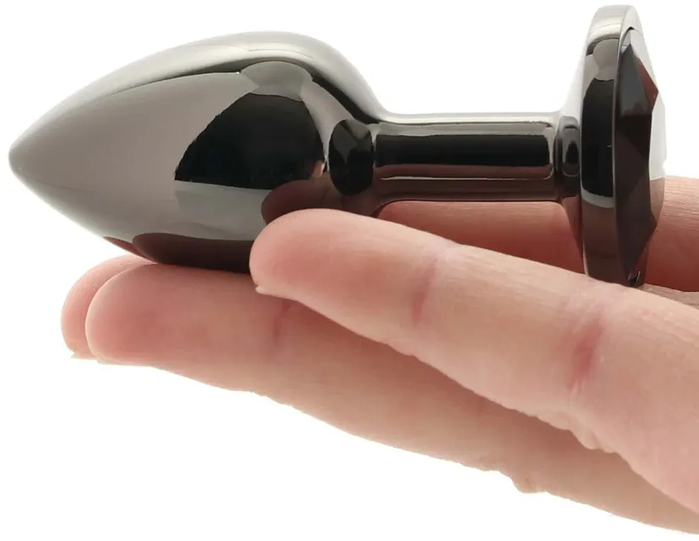 черная алюминивая анальная пробка с кристаллом large в Краснодаре