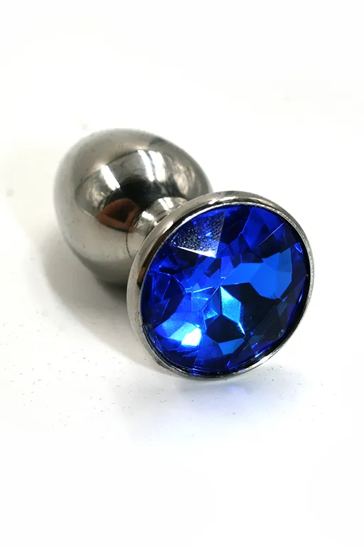 Анальная пробка из аллюминия с ярко-синим кристаллом (Small)