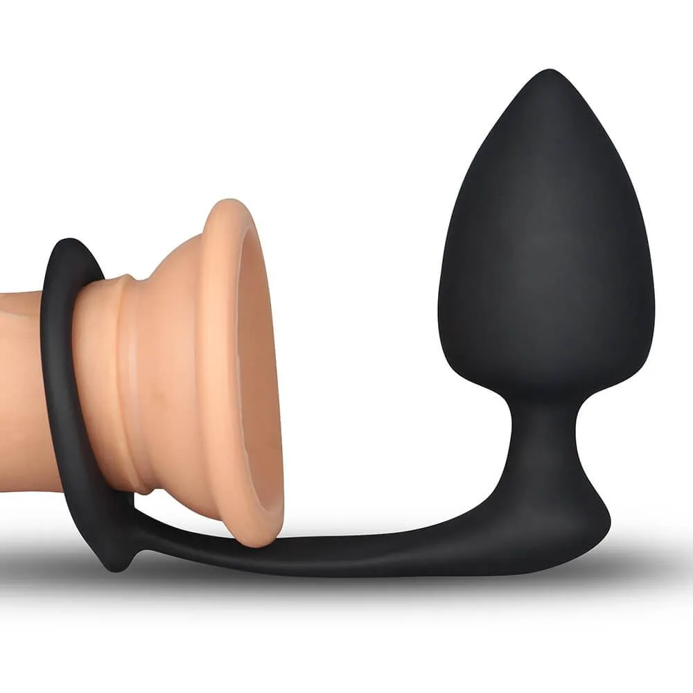 анальная пробка lovetoy combo threat cockring plug, черная в Краснодаре