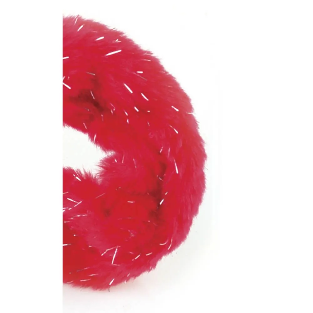 наручники декоративные с мехом pipedream fancy furry cuffs, красные в Краснодаре