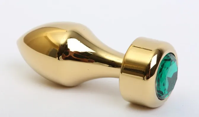 анальная пробка металл золото с зеленым стразом 7,8х2,9см 47443-6mm в Краснодаре