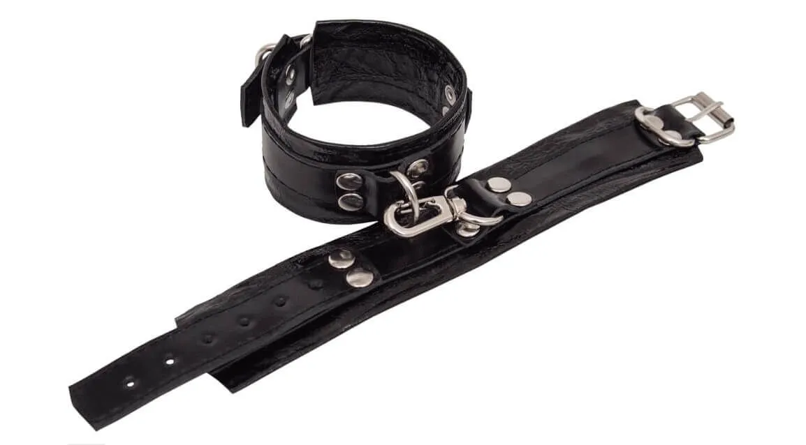 наручники декоративные кожаные индиго лайт, черные в Краснодаре