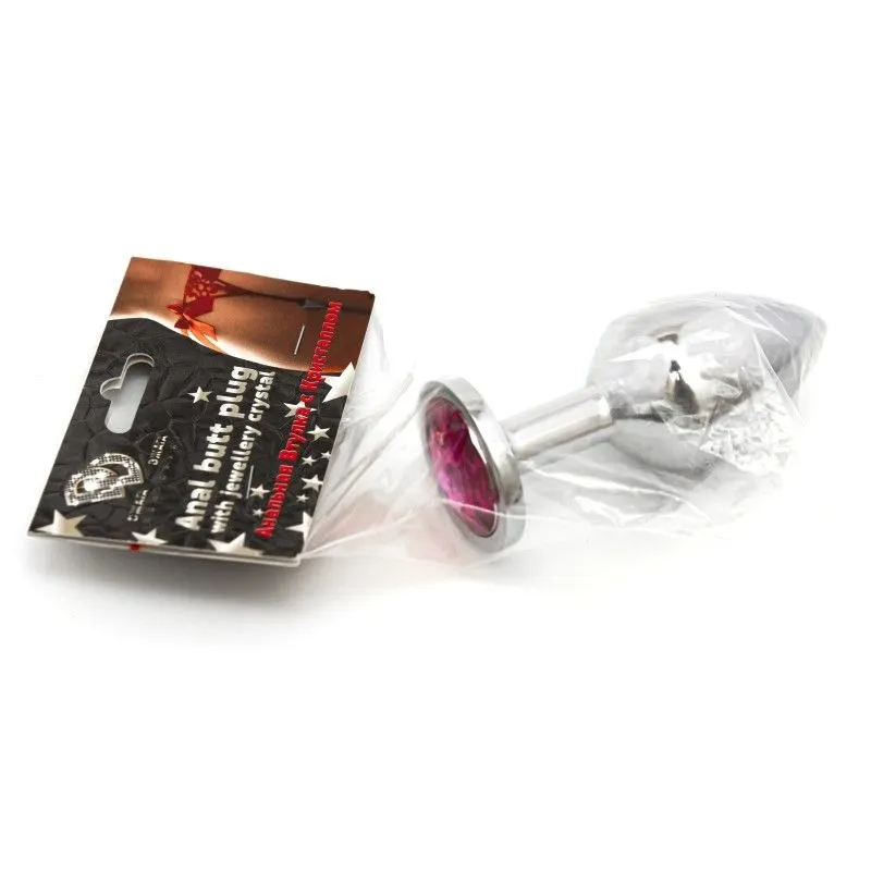 втулка анальная silver средняя c розовым кристаллом в Краснодаре