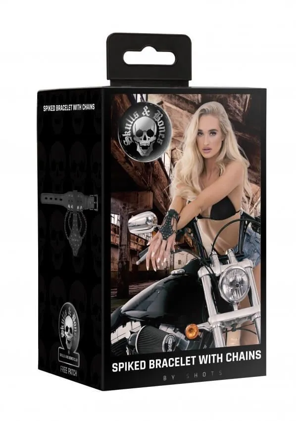 браслет с шипами и цепями skulls and bones, черный в Краснодаре