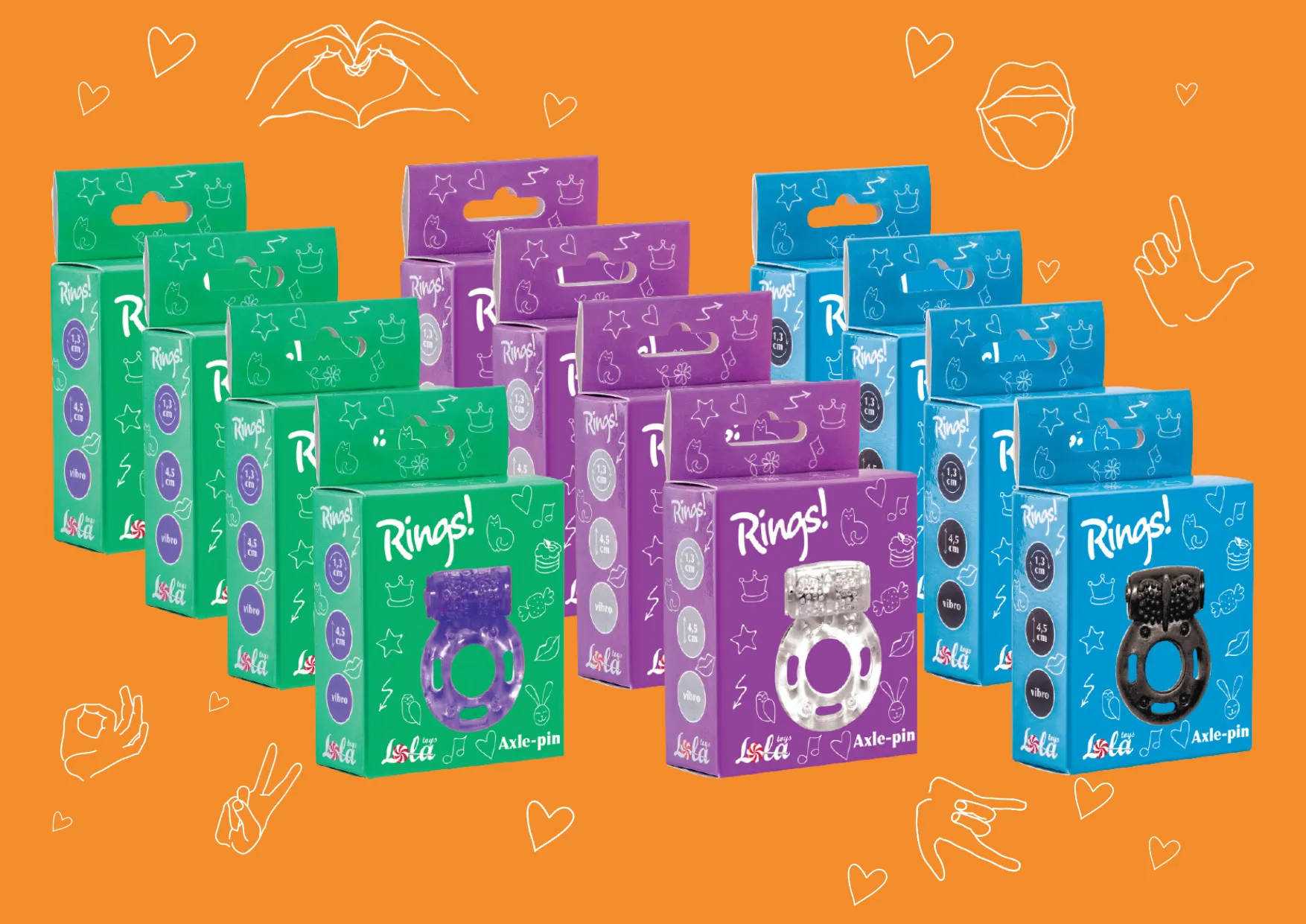 шоубокс эрекционных колец rings axle-pin 12 шт 0122-00lola в Краснодаре