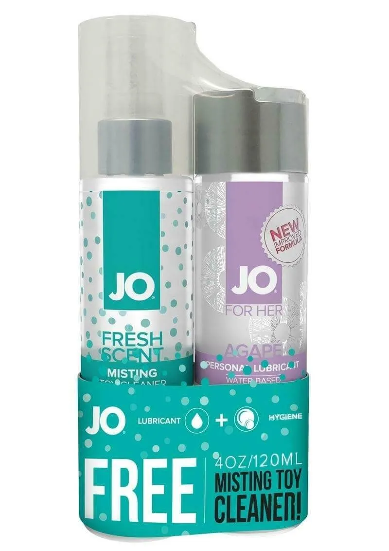 Набор System Jo лубрикант Agape и очиститель Misting Toy Cleaner, 2 х 120 мл