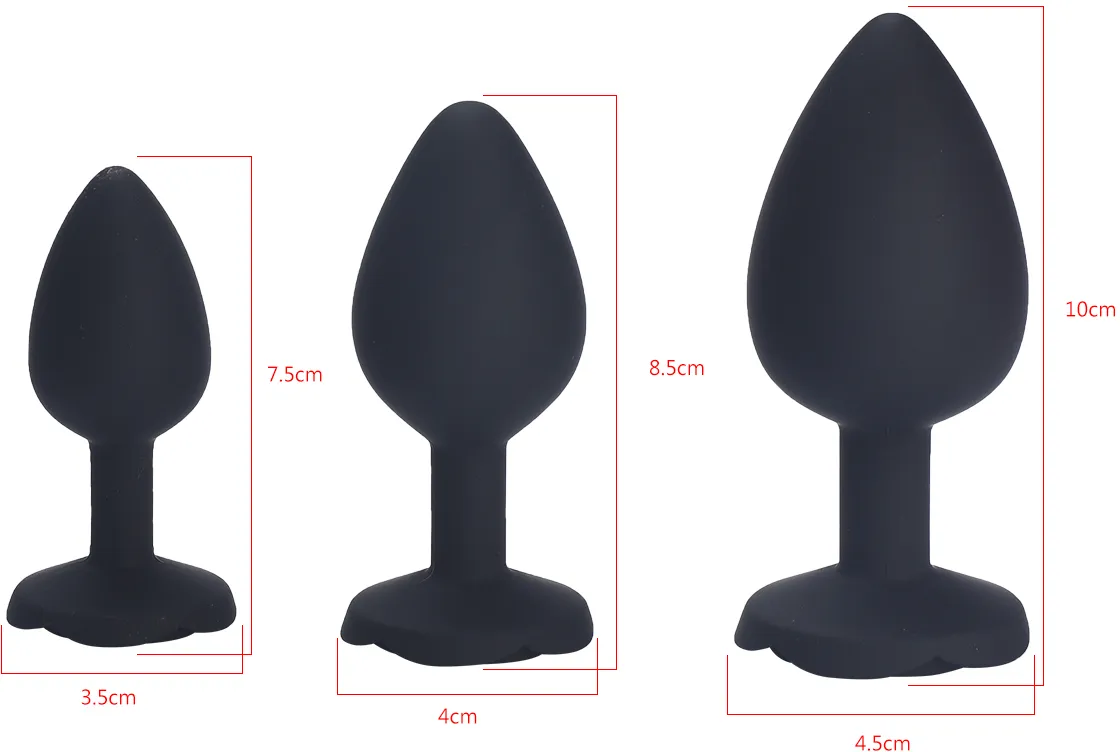 чёрная силиконовая анальная пробка с ограничителем в форме розочки (размер m) в Краснодаре