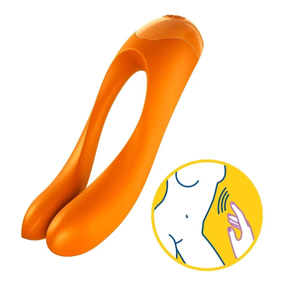 Мини-вибратор на палец Satisfyer Candy Cane, оранжевый