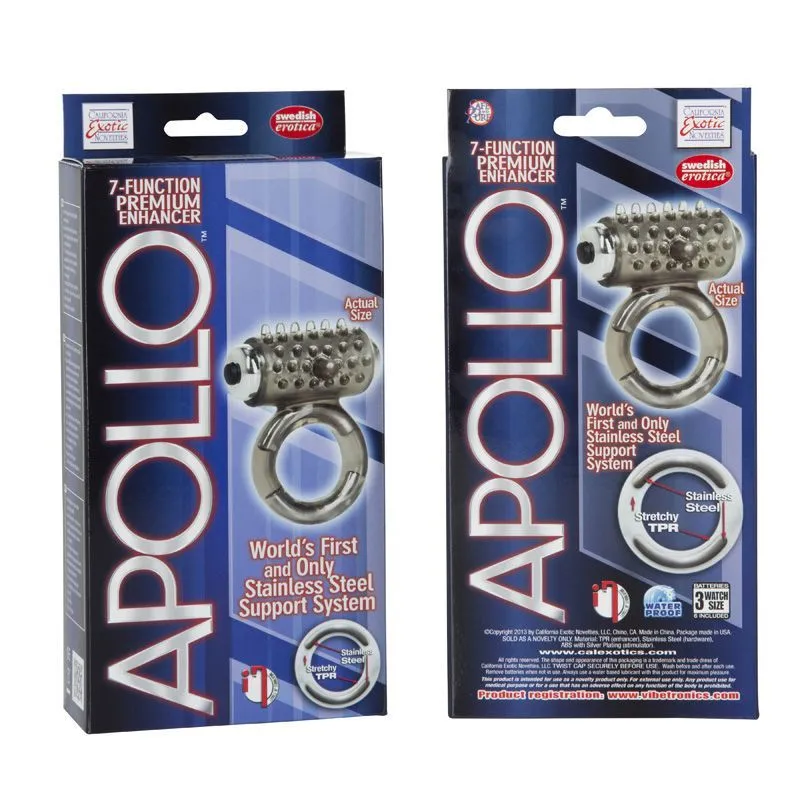 Виброкольцо California Exotic Novelties Apollo 7-Function Premium Enhancer, серое
