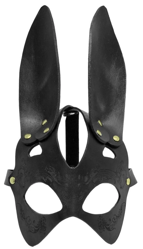 Эротическое маска зайца классическая с гравировкой, черная в Краснодаре