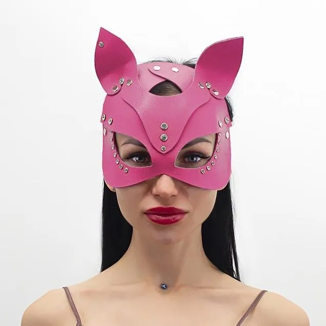 маска кошки со стразами pinkrabbit, розовая в Краснодаре