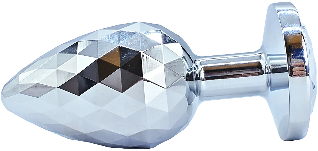 алюминивая текстурная анальная пробка с прозрачным кристаллом medium в Краснодаре