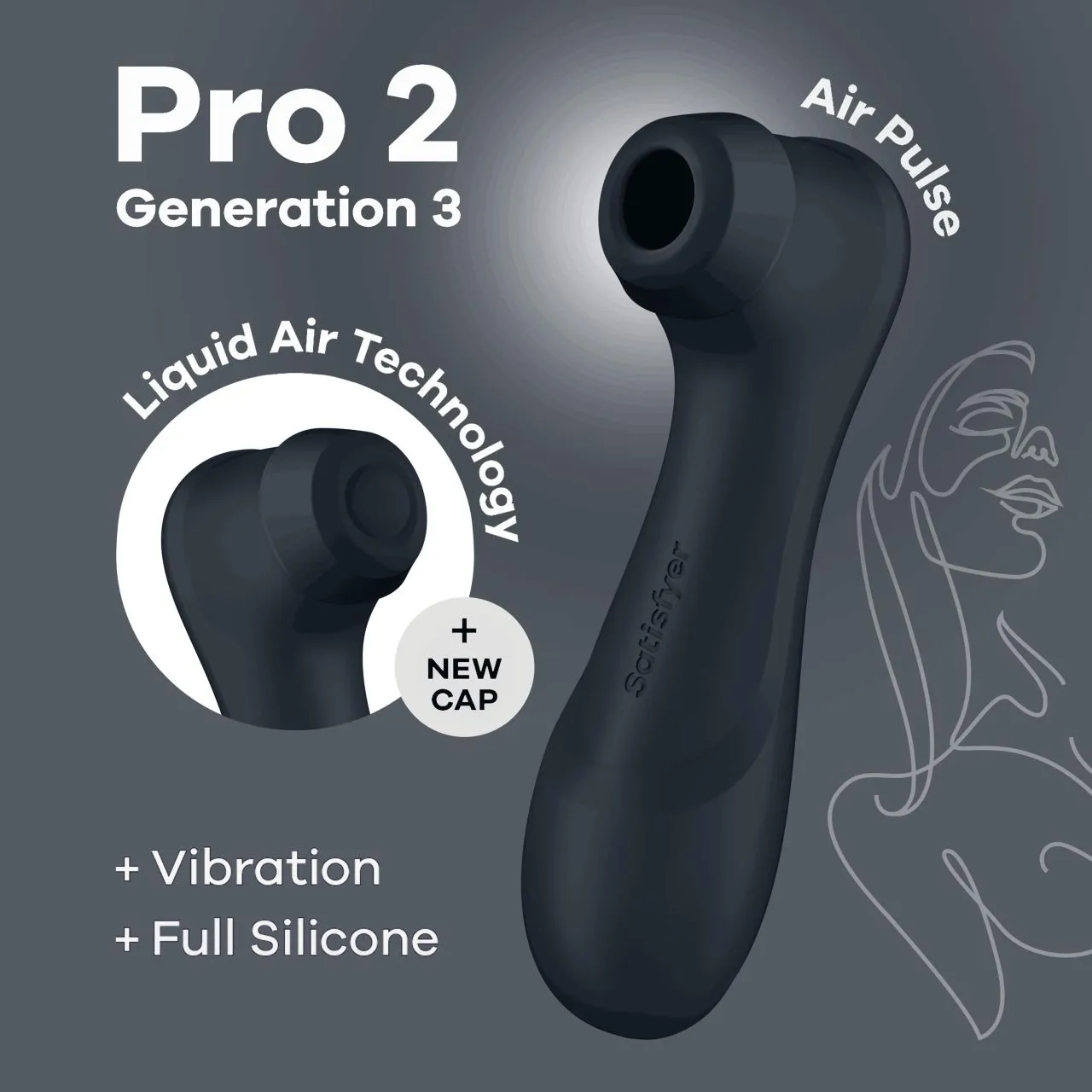 клиторальный вибростимулятор pro 2 generation 3 with liquid air (dark grey) в Краснодаре
