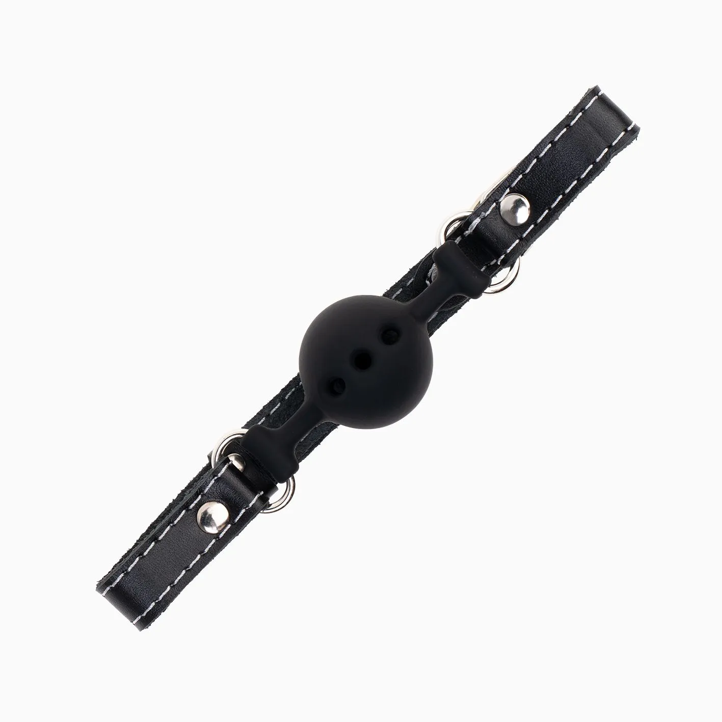 кляп pink rabbit с черным силиконовым шариком (белая строчка) в Краснодаре