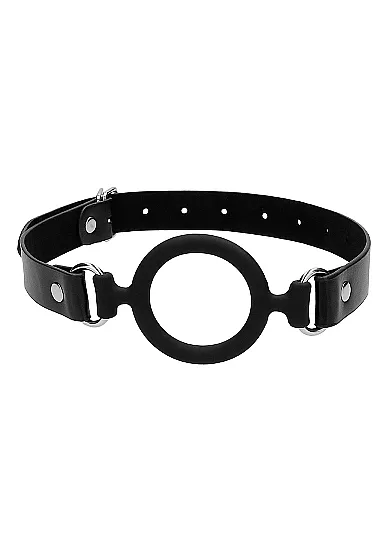 кляп-кольцо с кожанными ремешками  silicone ring gag - with leather straps в Краснодаре