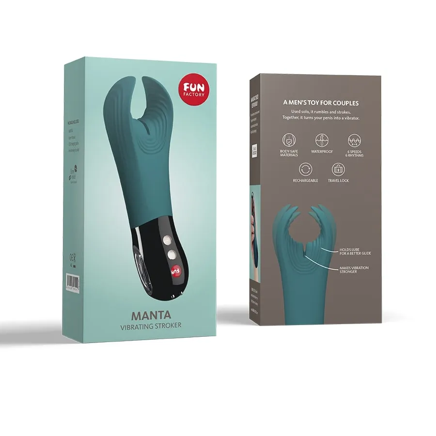 Мужской вибромассажёр FF MANTA  для пар и соло, бирюзовый/черный 5300859