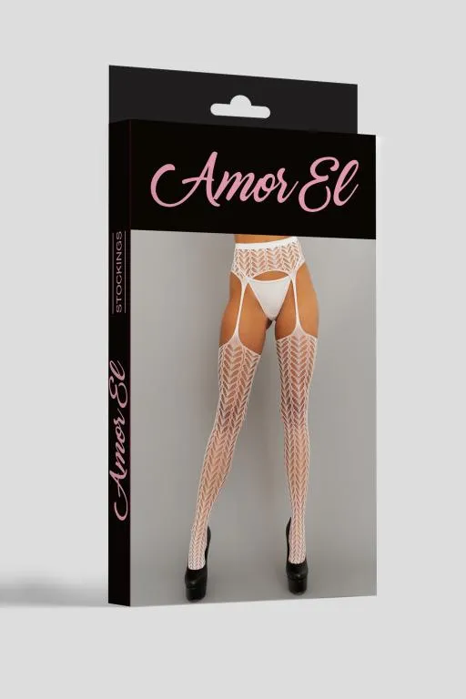 Эротическое чулки с поясом amor el (s/l) белый в Краснодаре