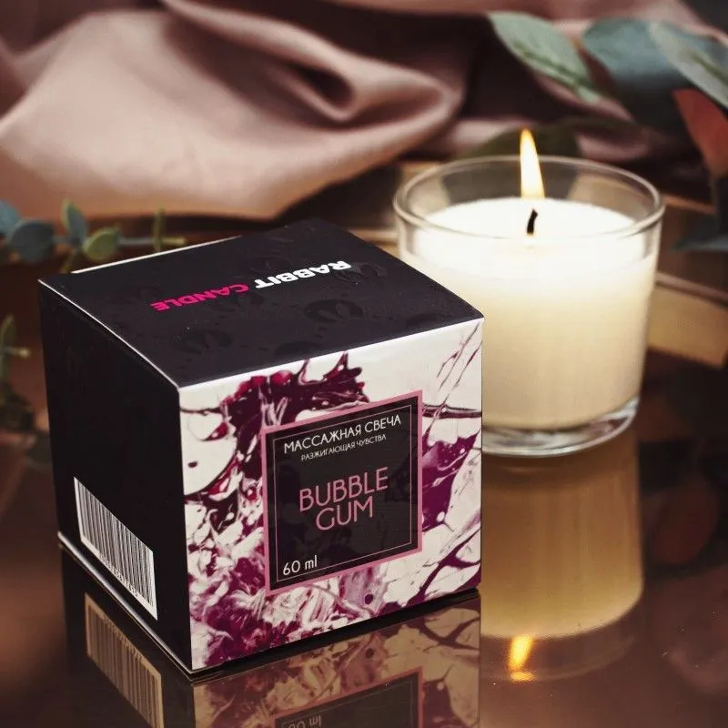Свеча массажная PinkRabbit, аромат Bubble Gum, 60 мл