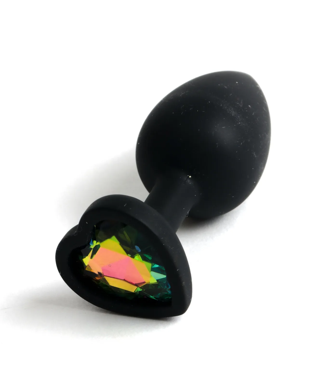 анальная пробка силиконовая в виде сердечка с радужным стразом 47601-mm в Краснодаре