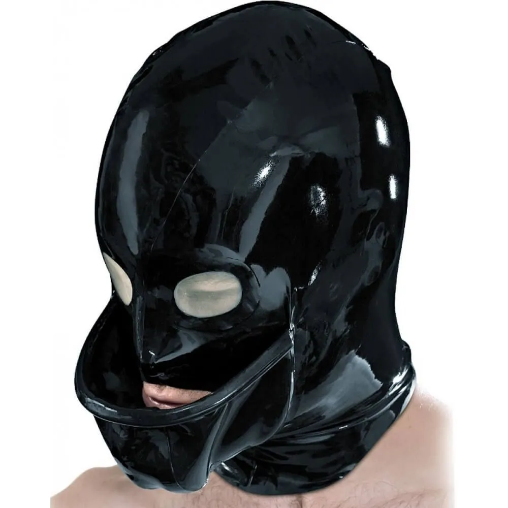 Маска латексная Pipedream Cum Bucket Hood, черная, one size