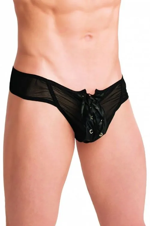 Эротическое трусы мужские flirton со шнуровкой, черные в Краснодаре