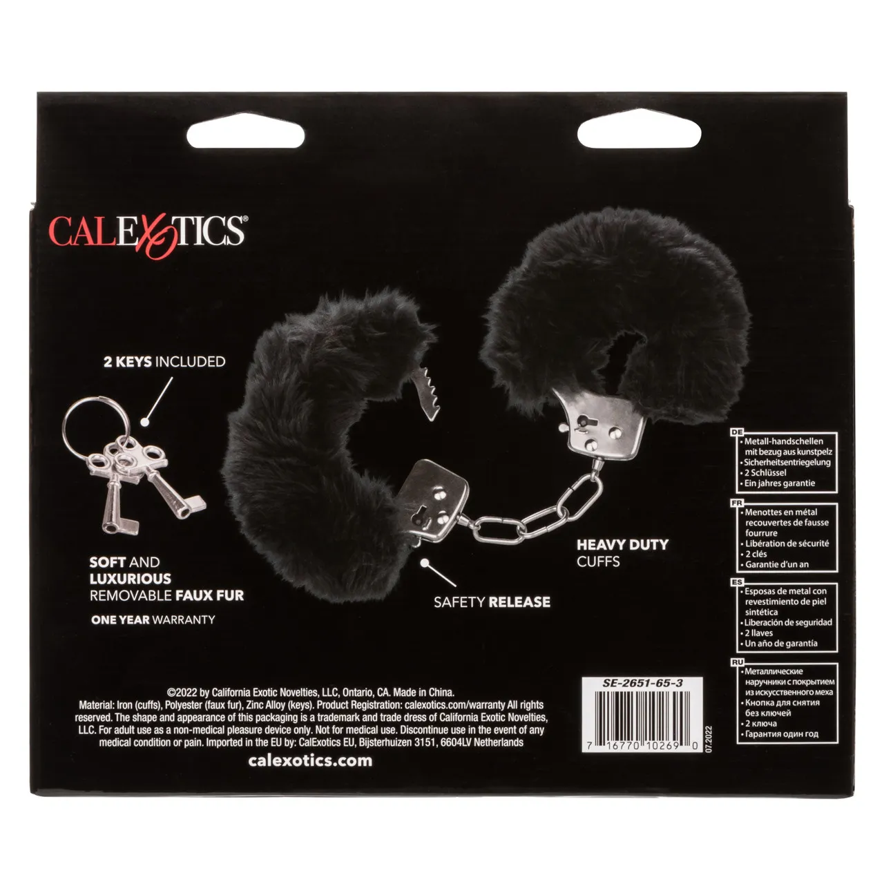 металлические наручники с искусственным мехом ultra fluffy furry cuffs-black в Краснодаре