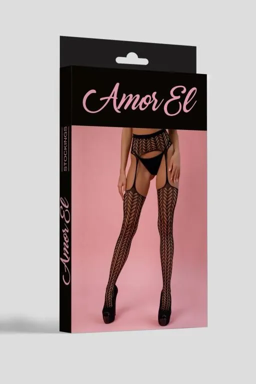 Эротическое колготки (имитация чулок с поясом) amor el (s/l) cordova, черные в Краснодаре