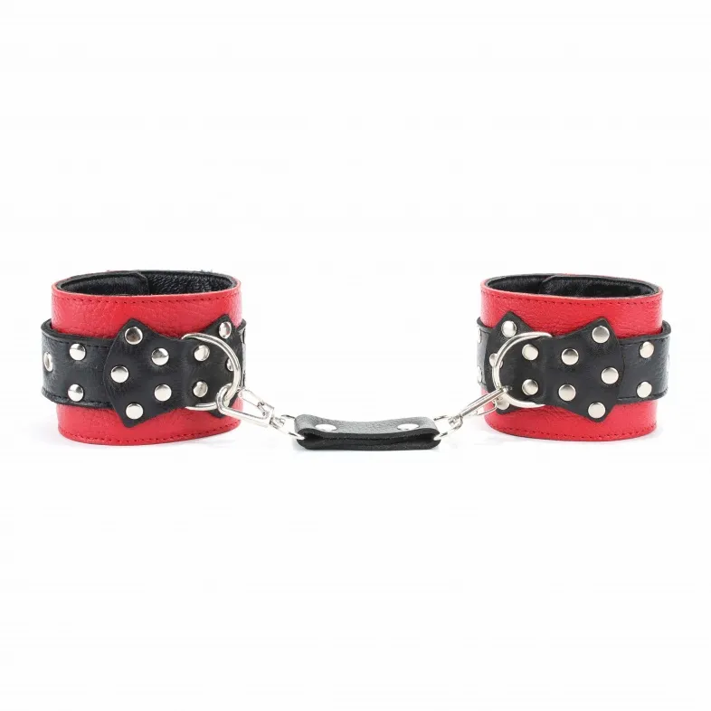 поножи  из кожи красно-черные 56004ars в Краснодаре