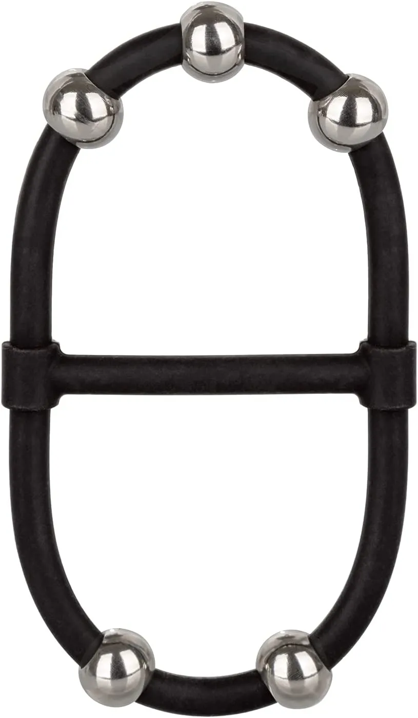 Эрекционное кольцо с стальными бусинами Steel Beaded Dual Silicone Maximizer