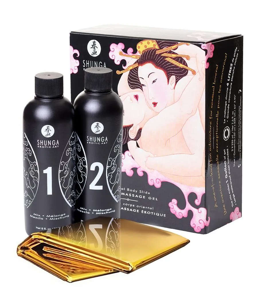 массажный гель shunga «шампанское и клубника» серии «контактный восточный массаж» 2х225 мл. в Краснодаре