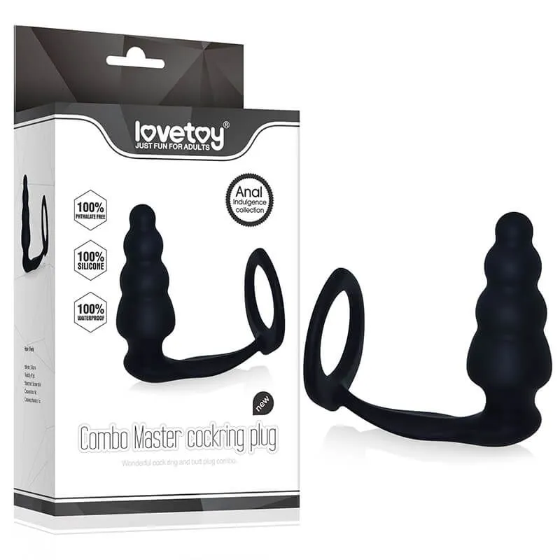 анальная пробка lovetoy combo master cockring plug, черная в Краснодаре