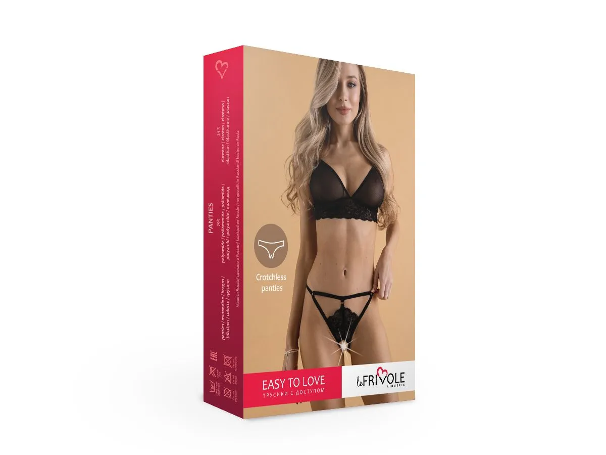 Эротическое чарующие трусики с доступом из кружева и стреп-лент easy to love в Краснодаре