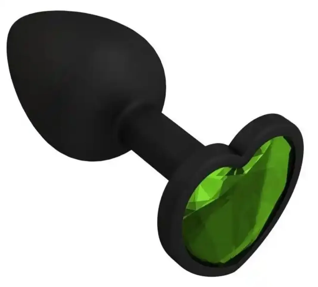 анальная пробка силиконовая в виде сердечка с зеленым стразом 47608-mm в Краснодаре