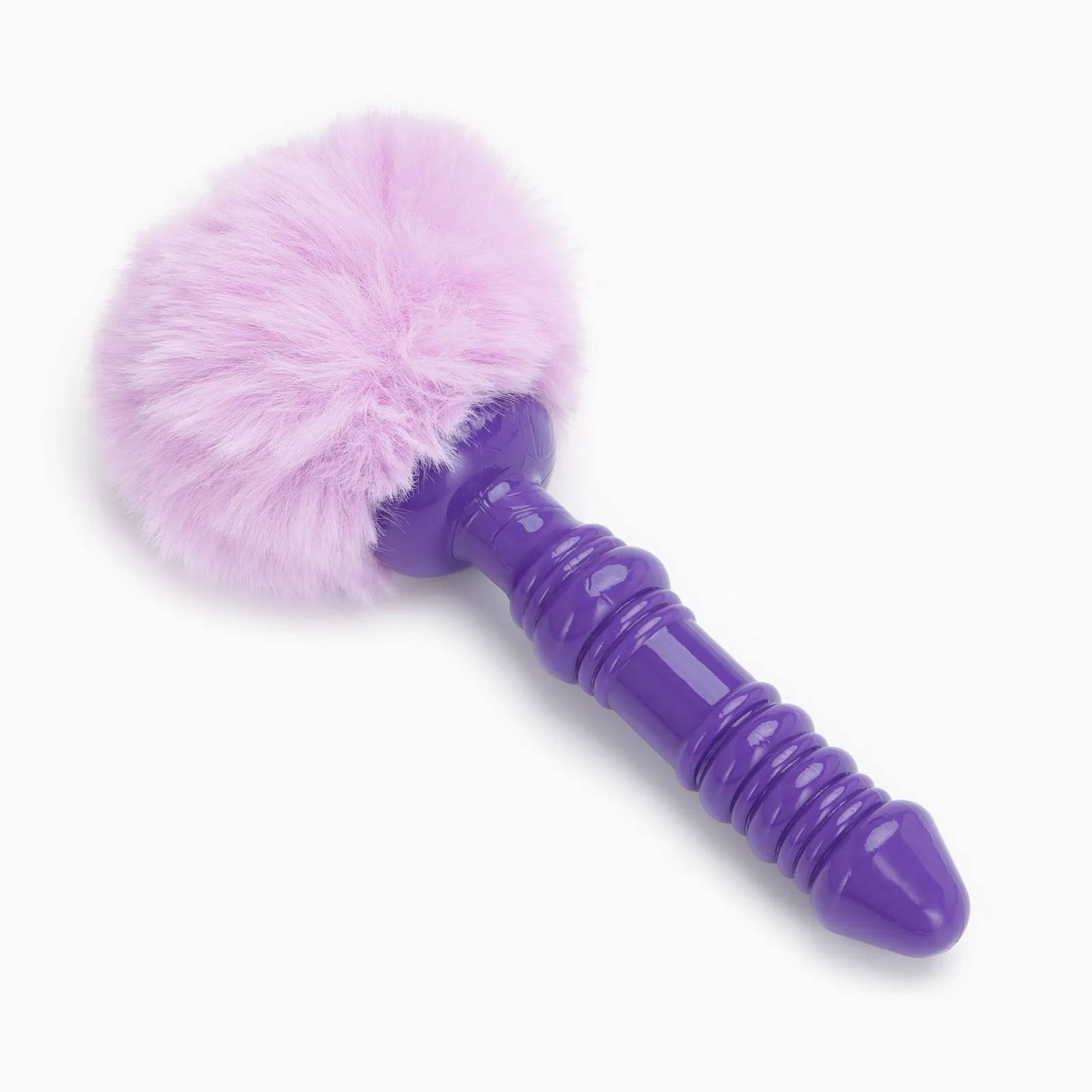 анальная пробка с мехом оки-чпоки, втулка силикон, 130×26 мм, хвост 65 мм, кольца, сиреневый в Краснодаре