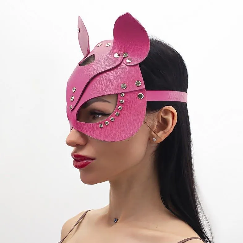 маска кошки со стразами pinkrabbit, розовая в Краснодаре