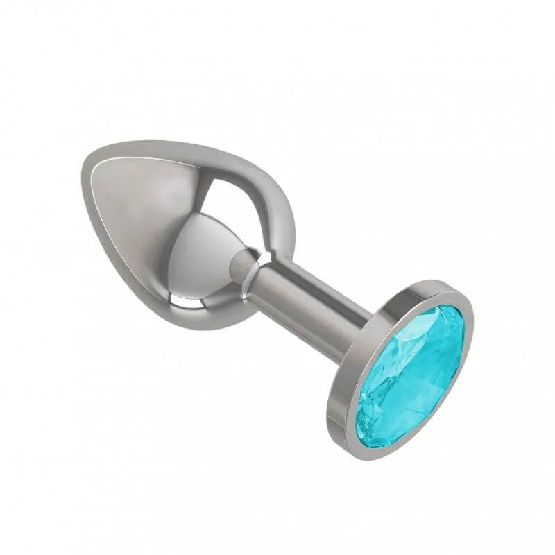 Пробка анальная Silver с голубым кристаллом