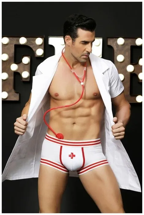 Эротическое костюм доктора candy boy daniel, мужской, бело-красный в Краснодаре