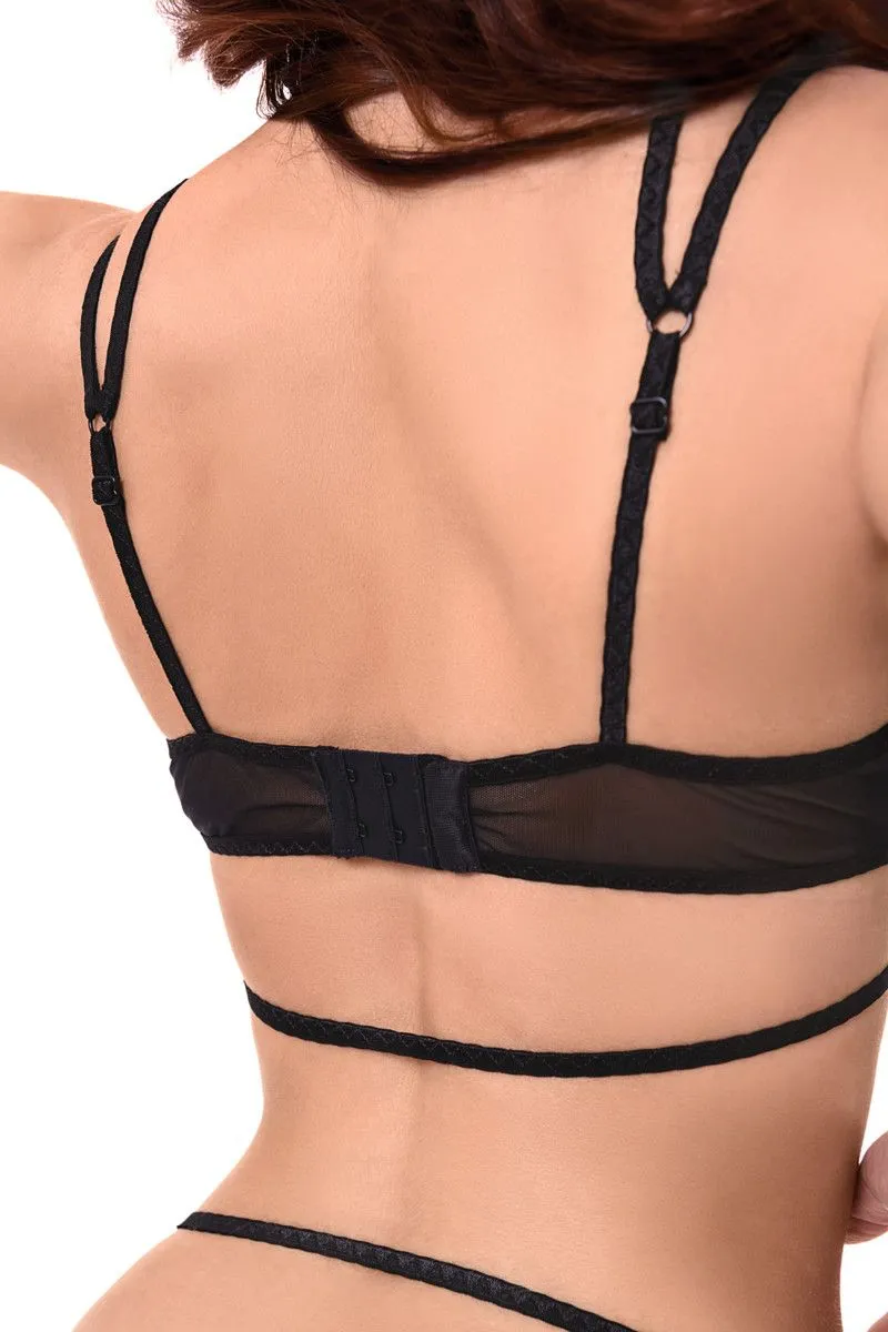 Эротическое боди с кружевом жабо erolanta eva, черное в Краснодаре