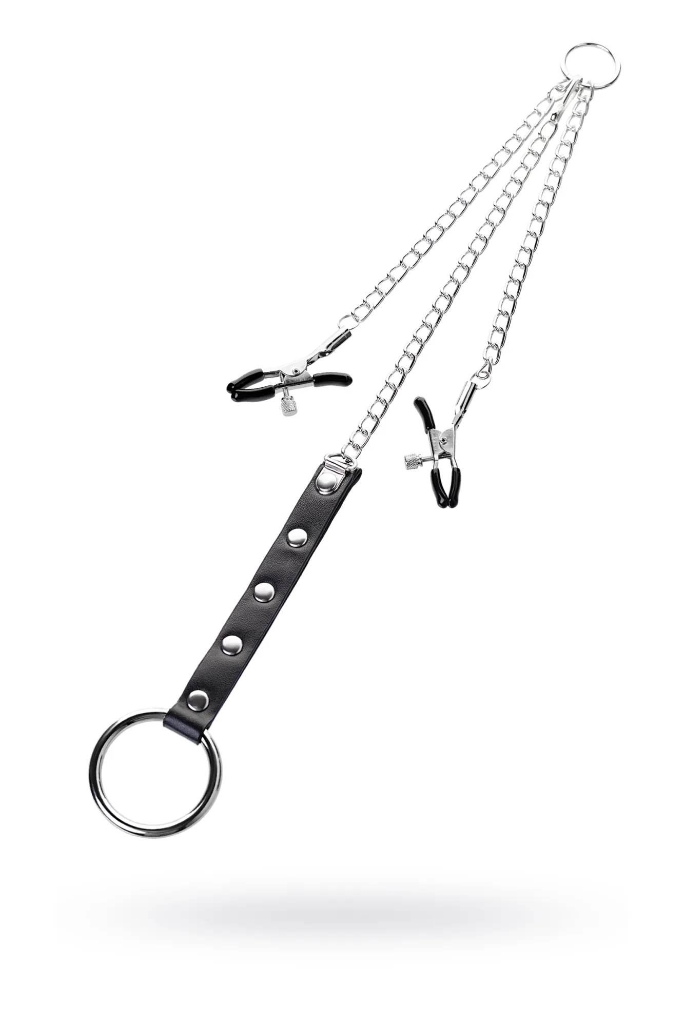 Зажимы для сосков TOYFA Metal с кольцом для пениса, серебряные, 60 см