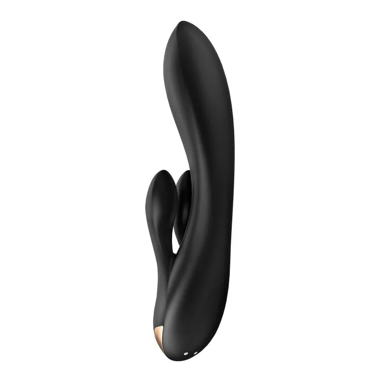 вибратор-кролик satisfyer double flex с двумя клиторальными отростками (черный) в Краснодаре