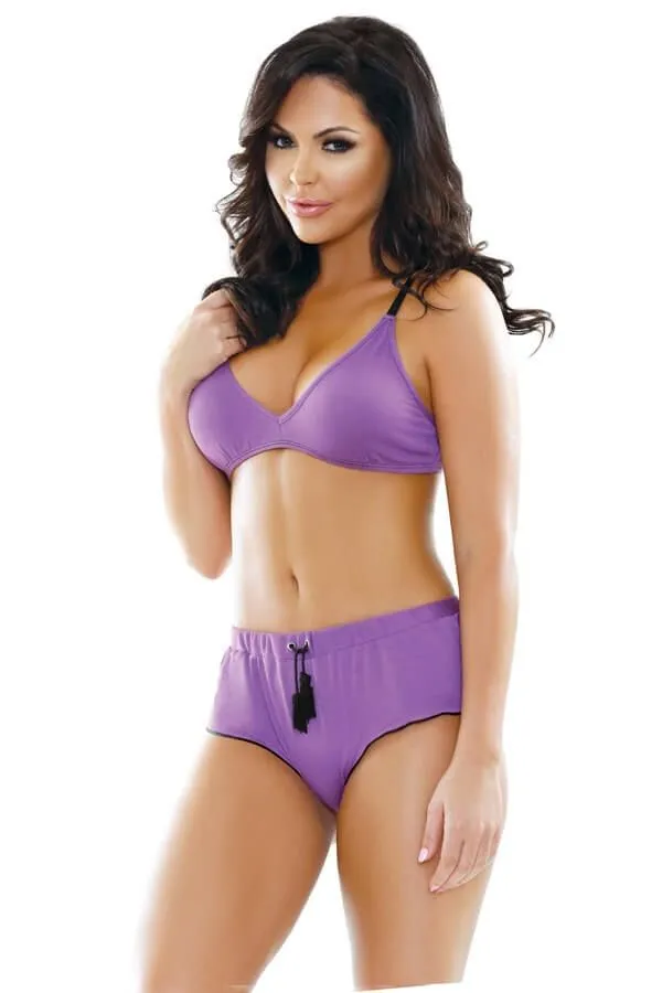 Эротическое комплект белья fantasy lingerie nina bralette & shorts, фиолетовый в Краснодаре