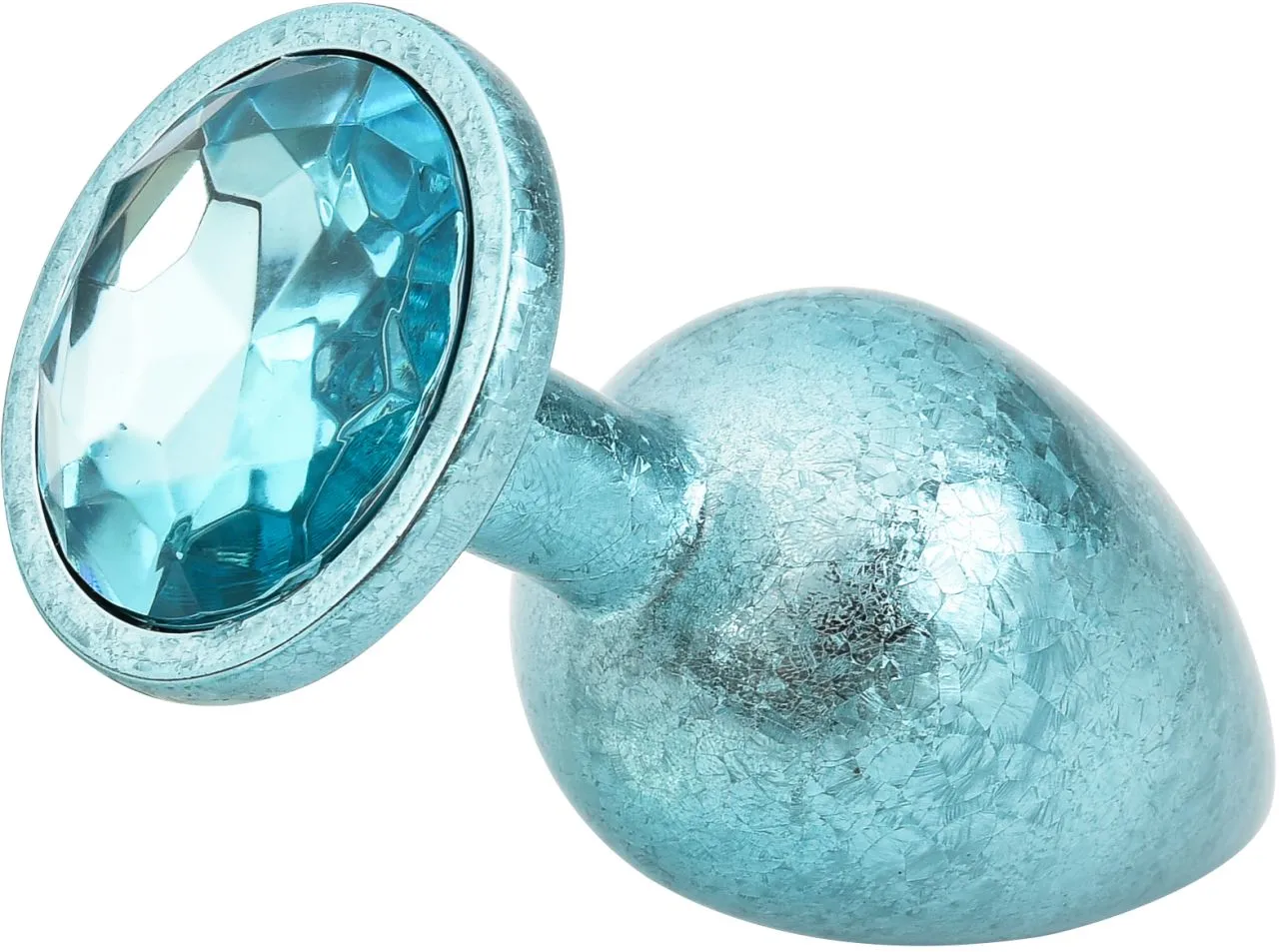 голубая алюминивая анальная пробка с кристаллом medium в Краснодаре