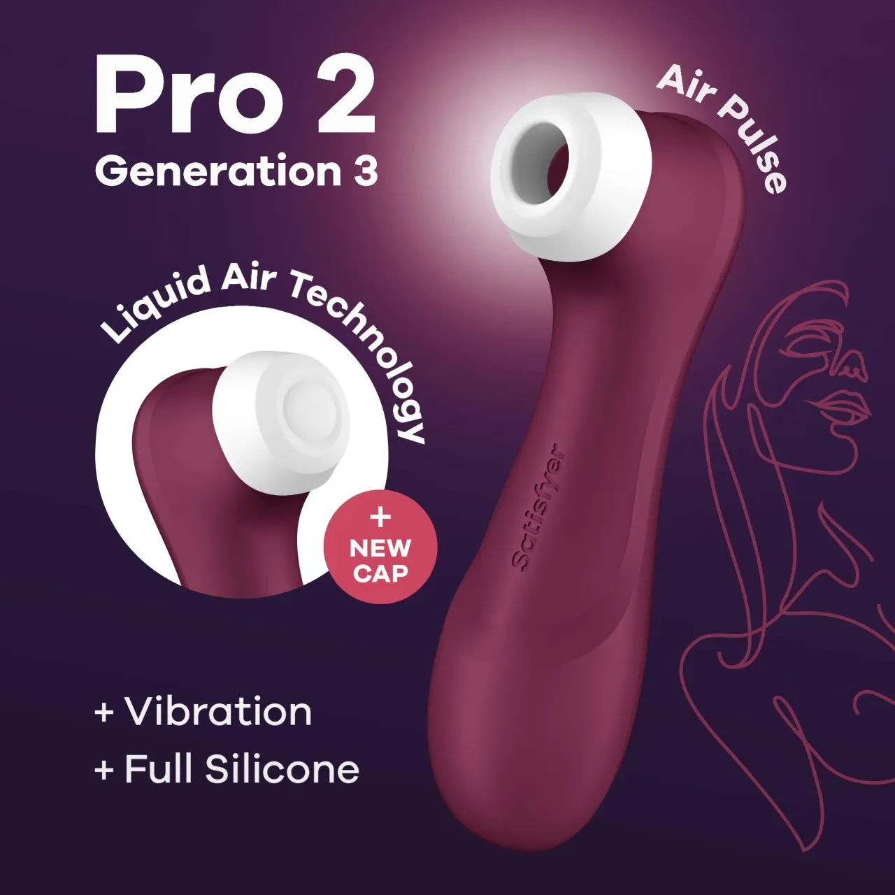 bluetooth/app клиторальный вибростимулятор pro 2 generation 3 with liquid air (wine red) в Краснодаре