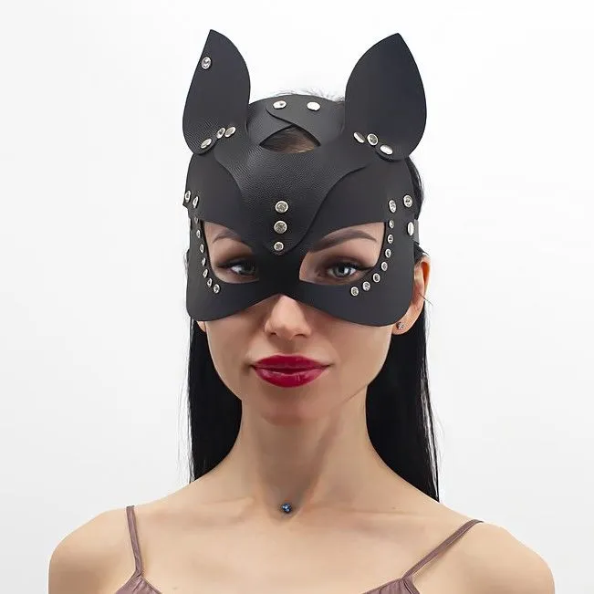 маска кошки со стразами pinkrabbit , чёрная в Краснодаре