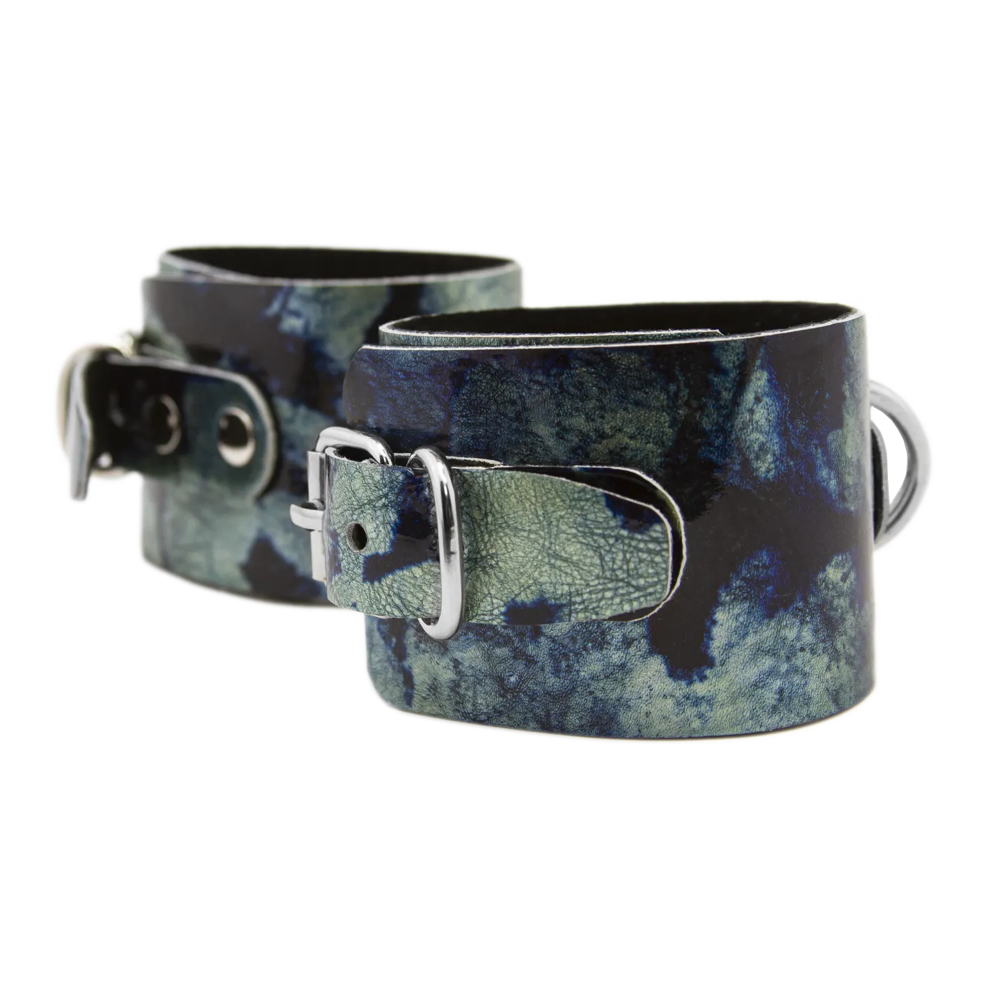 наручники декоративные кожаные, изумрудно-черные в Краснодаре