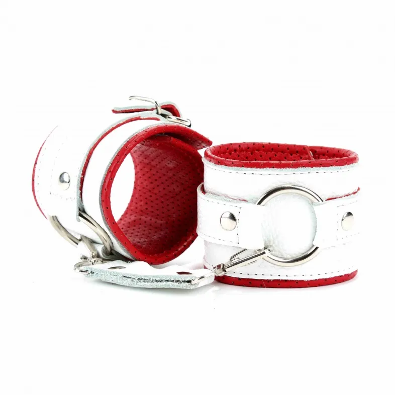 наручники из белой кожи с кольцом 51026ars в Краснодаре