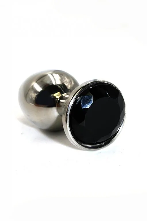 Анальная пробка из аллюминия с черным кристаллом (Medium)