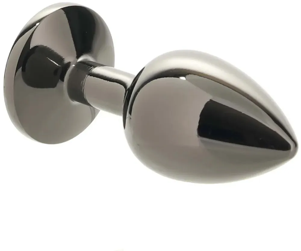 черная алюминивая анальная пробка с кристаллом large в Краснодаре